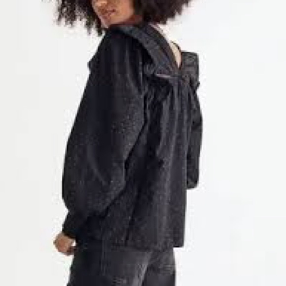 Madewell Black Ruffle shirt Tunic sz S - Picture 2 of 10